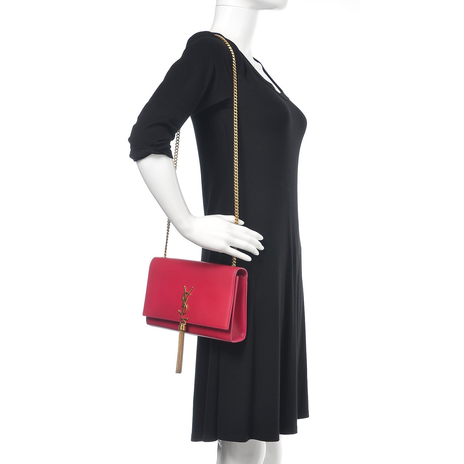 Saint Laurent Smooth Calfskin Medium Classic Monogram Kate Tassel Satchel Fuchsia 2 of 15