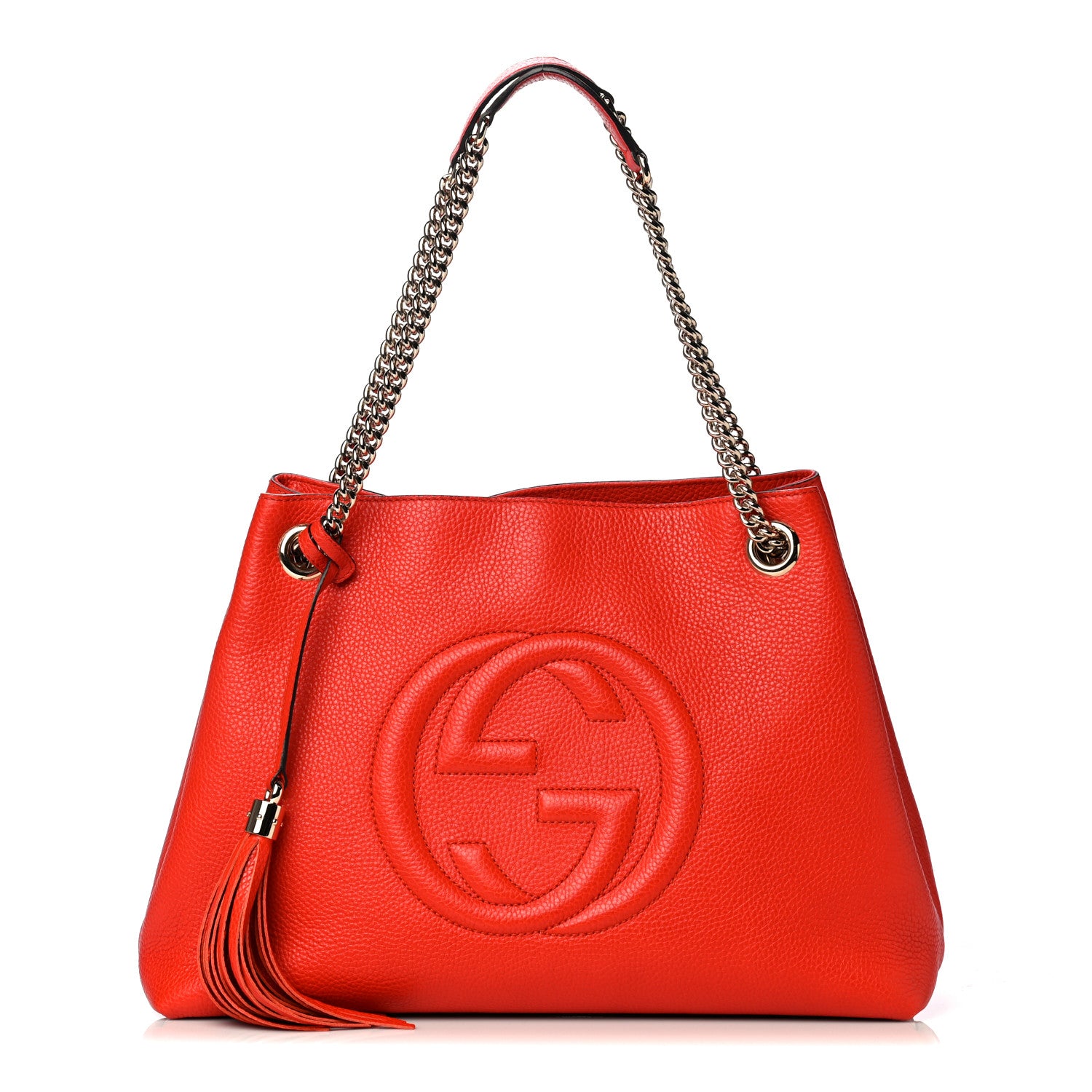Gucci Pebbled Calfskin Medium Soho Chain Shoulder Bag Sun Orange 1 of 8
