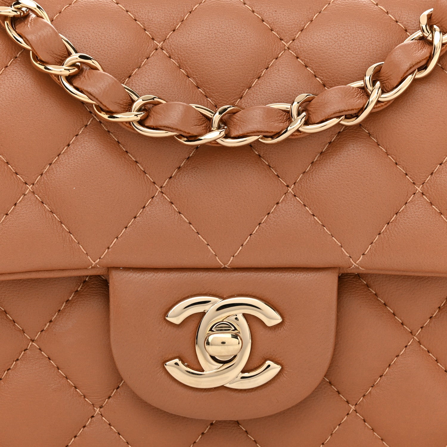 Chanel Lambskin Quilted Mini Rectangular Flap Brown 8 of 11