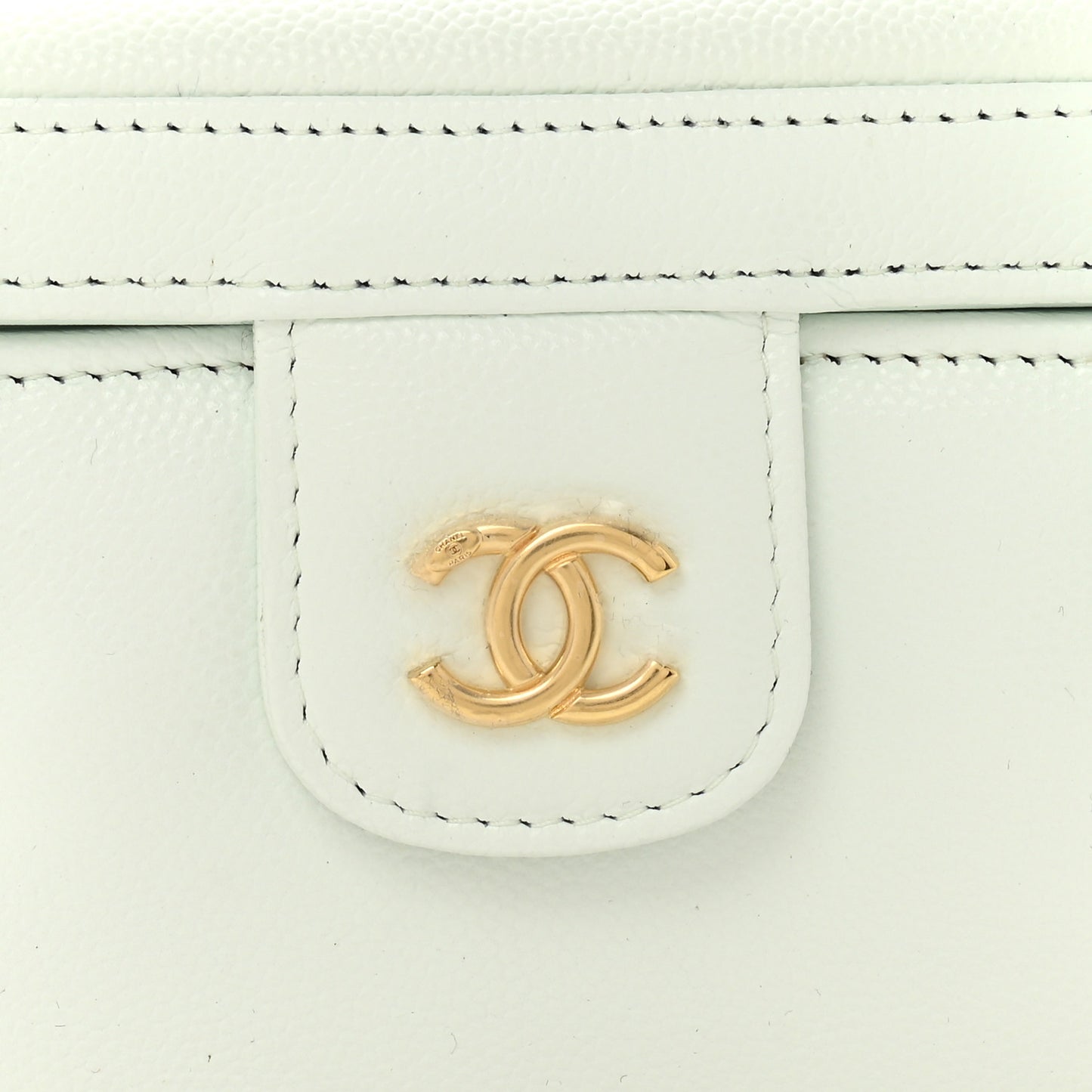 Shiny Caviar Preppy Coco Long Vanity With Strap Light Blue