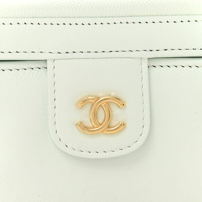 Chanel Shiny Caviar Preppy Coco Long Vanity With Strap Light Blue 8 of 12