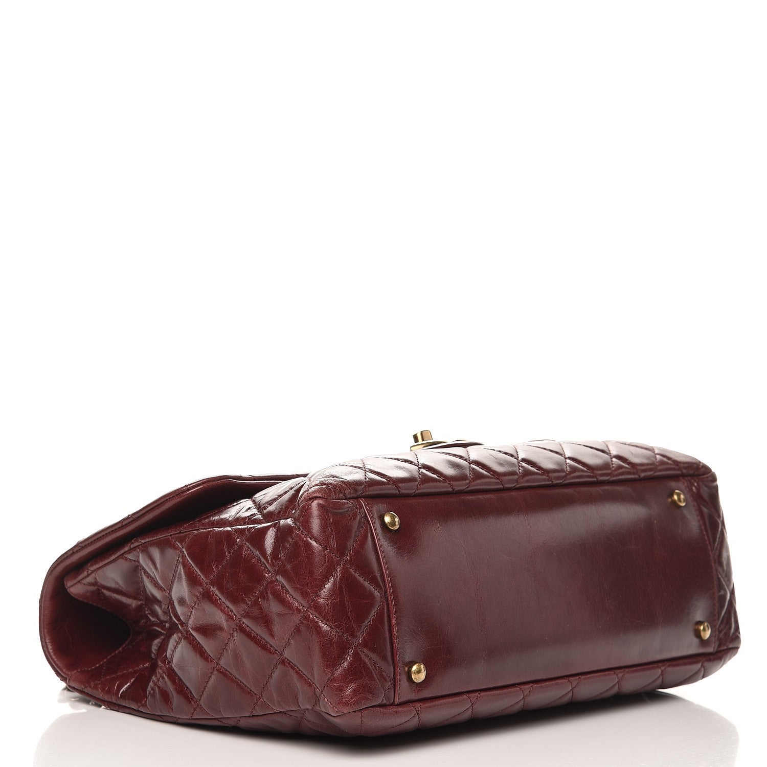 Chanel Glazed Calfskin Castle Rock Large Flap Burgundy 4 of 15