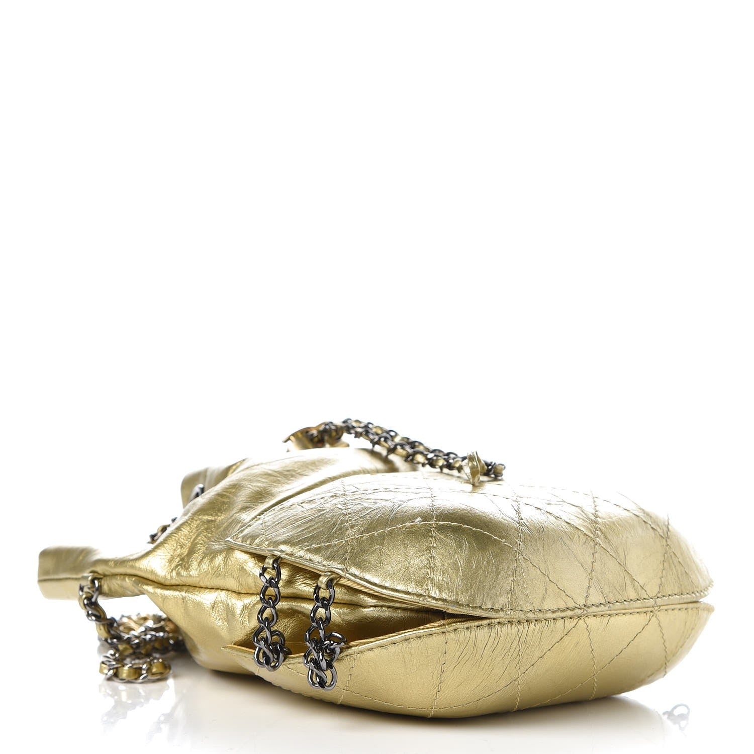 Chanel Metallic Aged Calfskin Quilted Small Gabrielle Bucket Gold 4 of 8