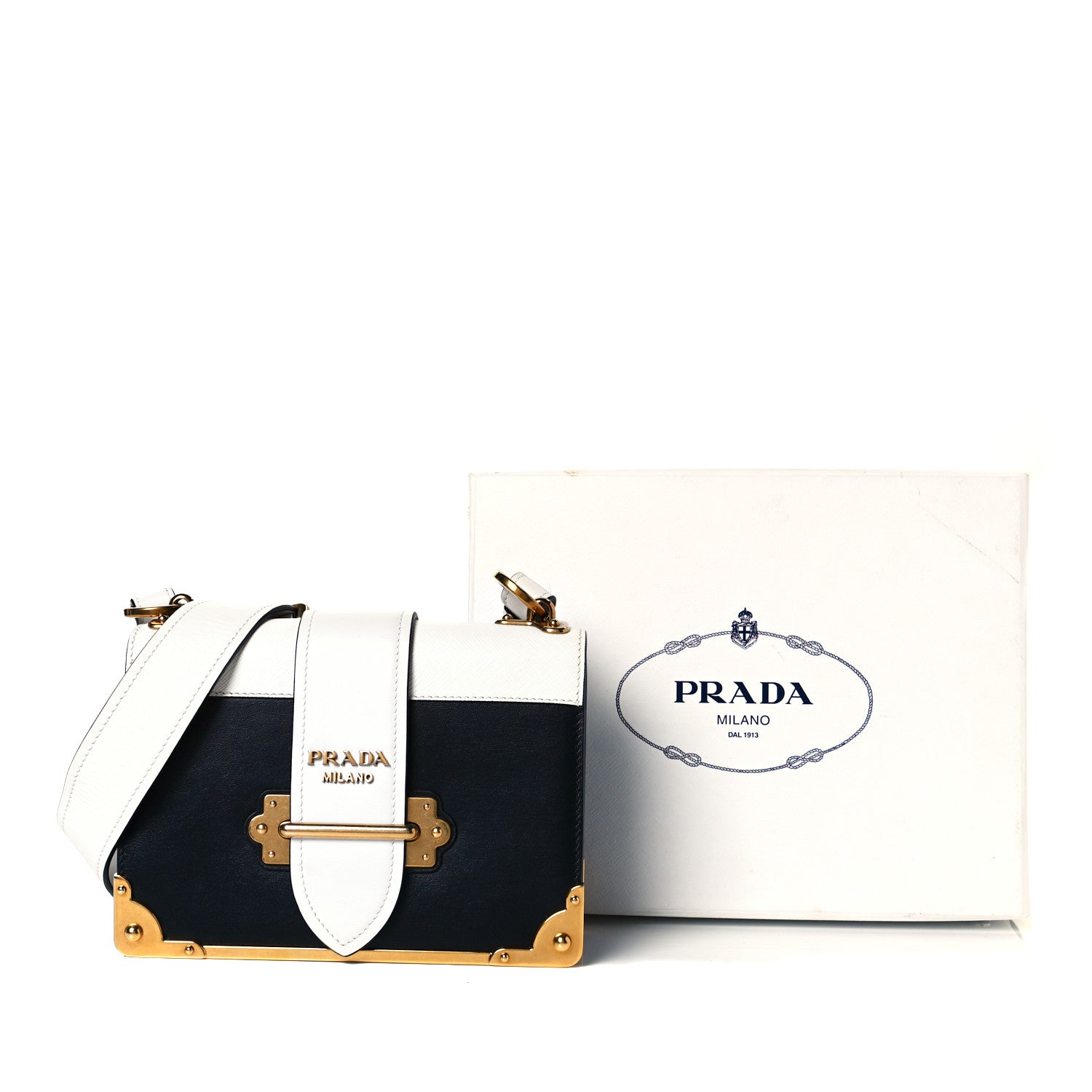 Prada City Calf Saffiano Cahier Bag White Black 7 of 7