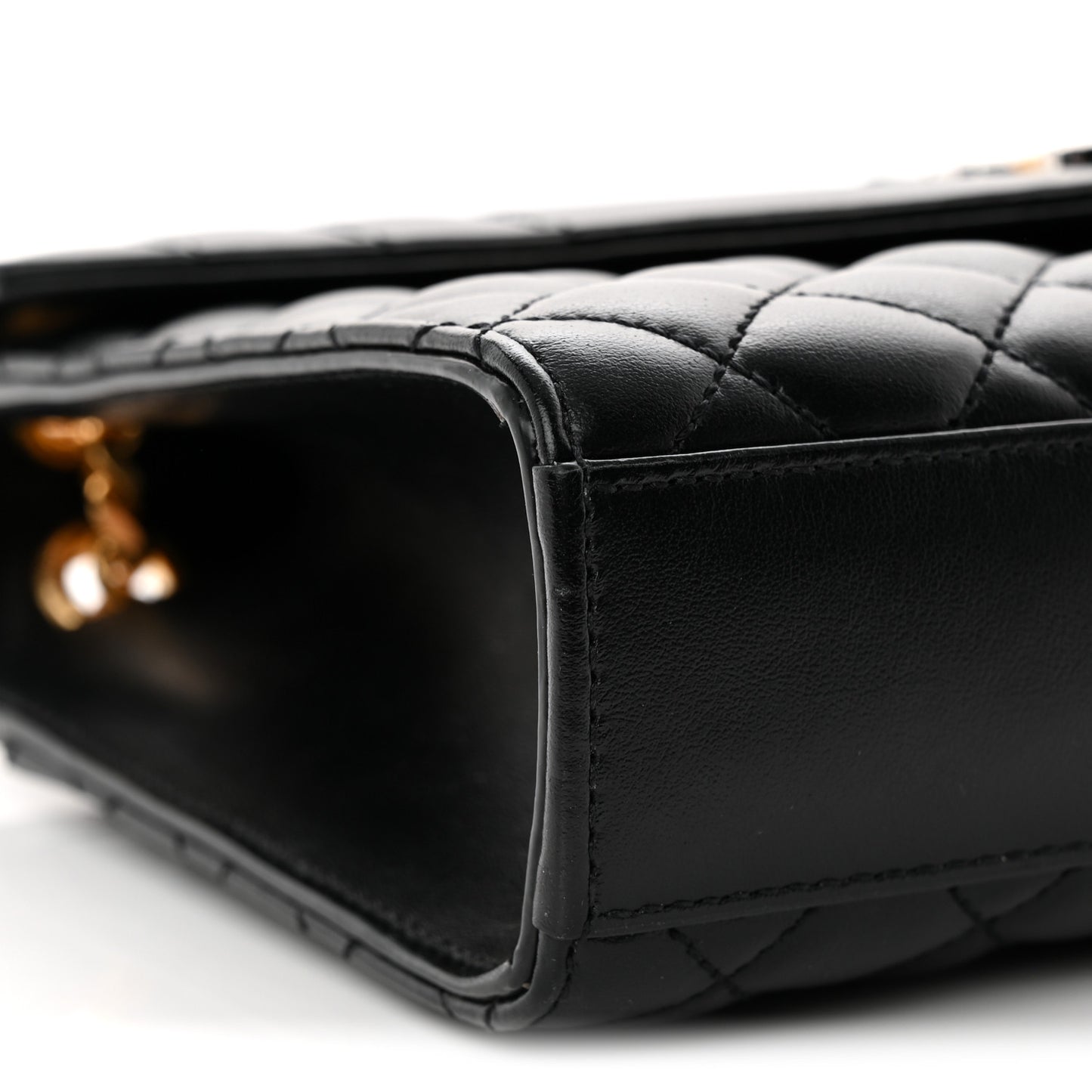 Lambskin Mixed Matelasse Triquilt Medium Monogram Satchel Black