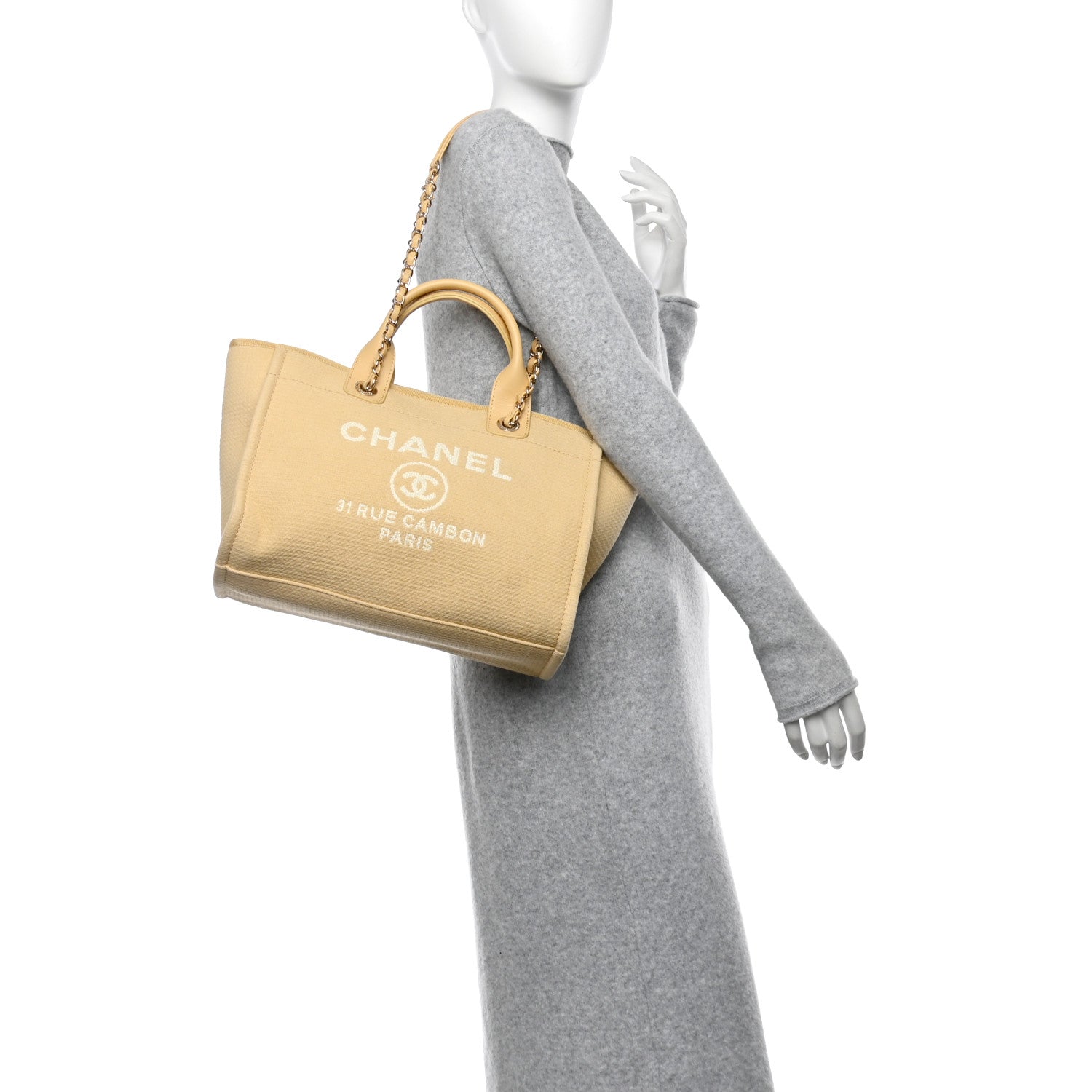 Chanel Mixed Fibers Small Deauville Tote Yellow 2 of 12