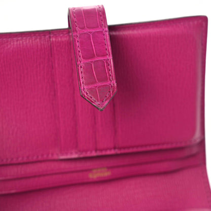 Hermes Matte Alligator Bearn Compact Wallet Rose Scheherazade 10 of 19