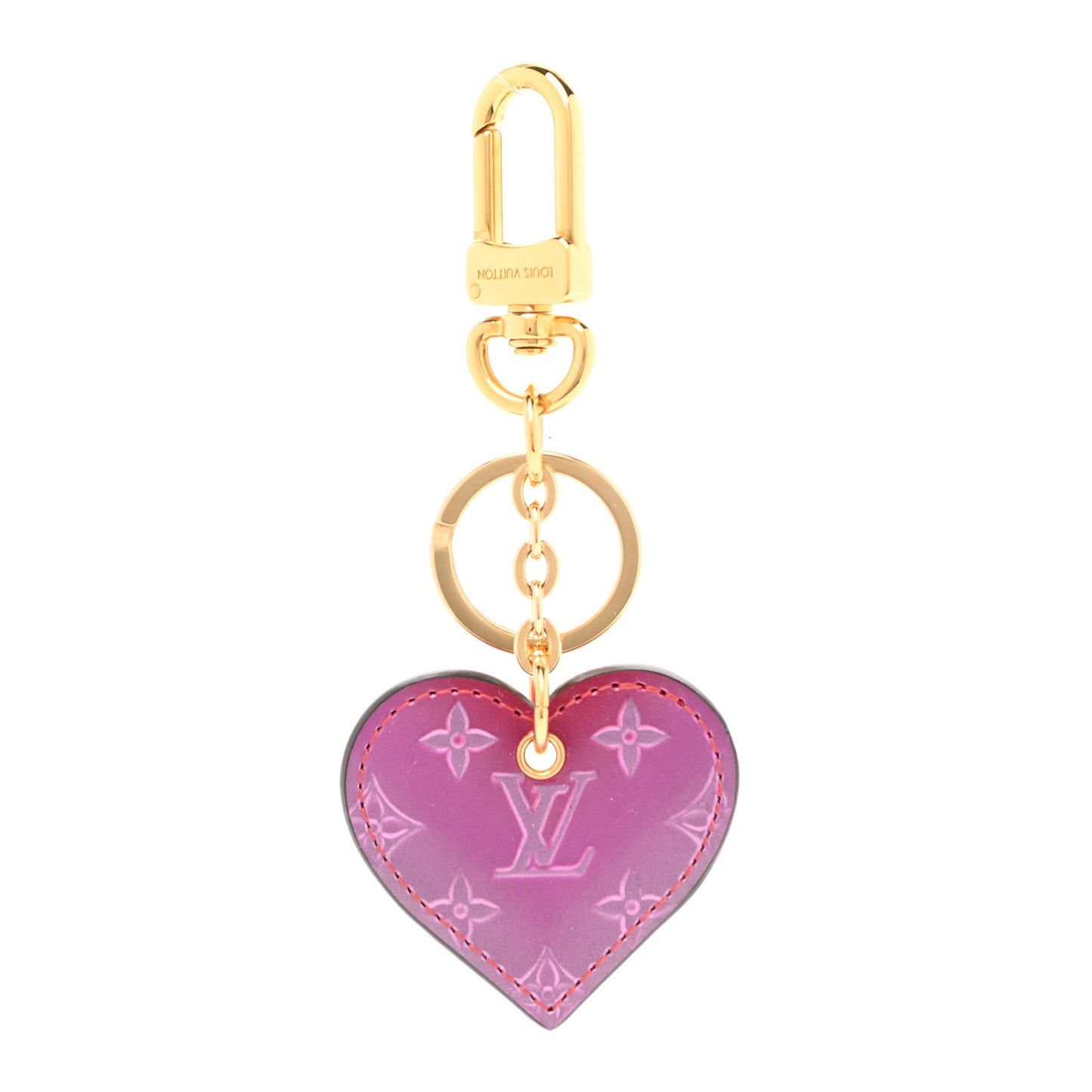 Vernis Degrade Love Lock Heart Key Holder Bag Charm Pink Red