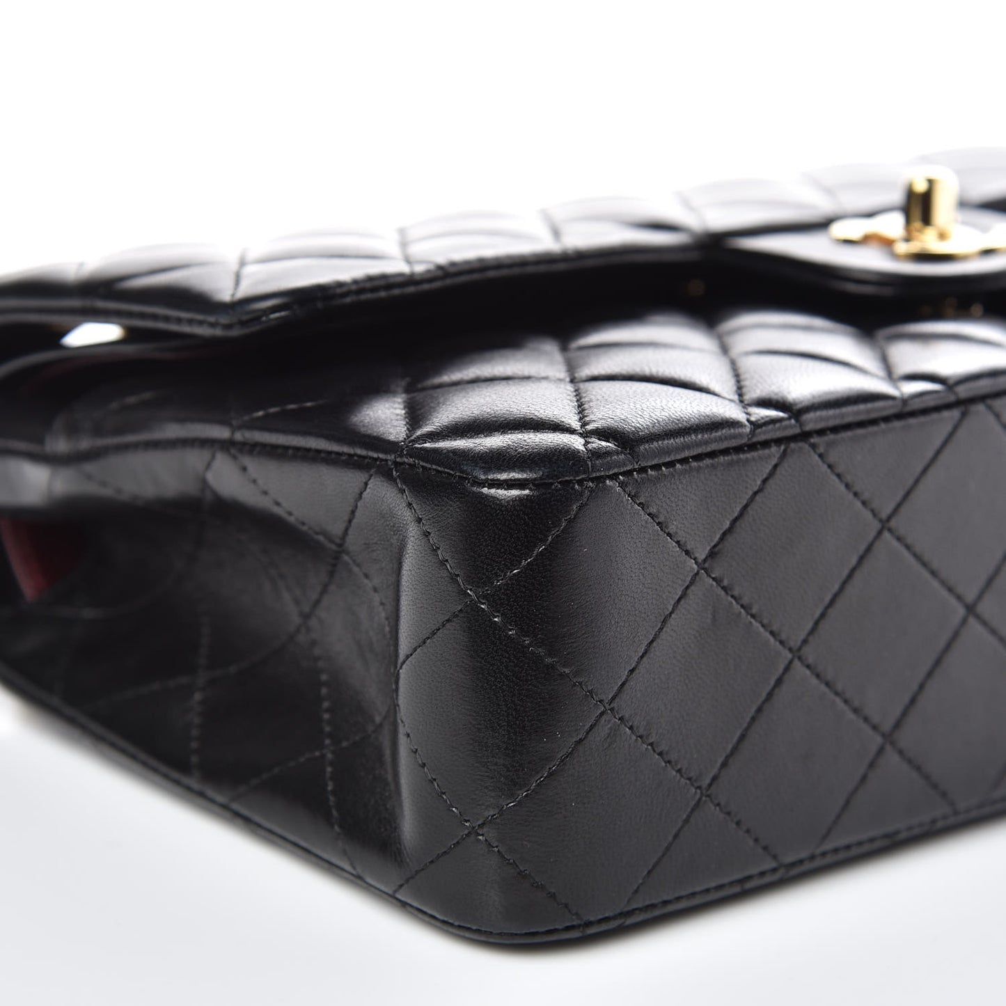 Lambskin Quilted Medium Double Flap Black