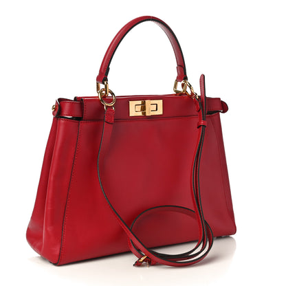 Fendi Vitello Morgan Fabric Jacquard Pequin Medium Peekaboo Iconic Satchel Mattone Tobacco Black 3 of 9