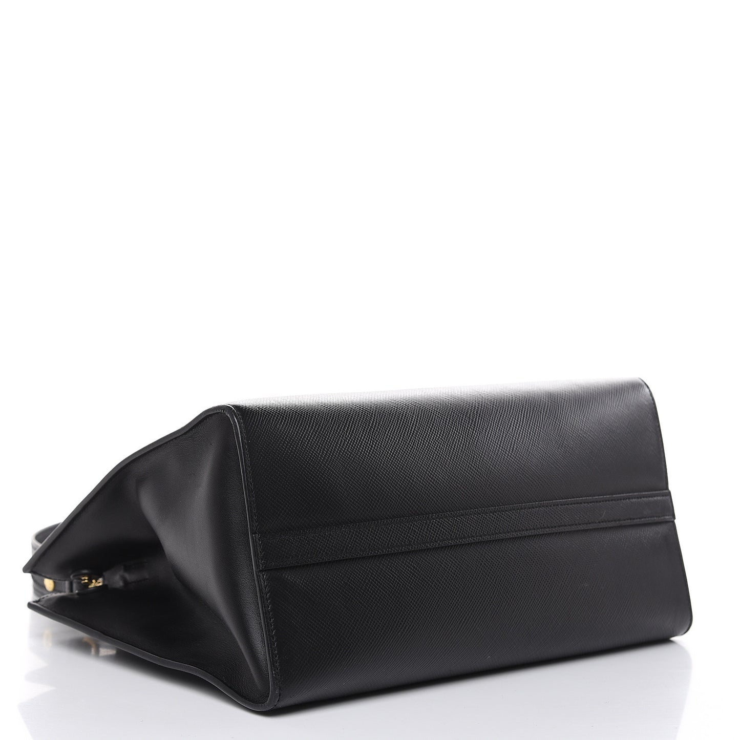 Saffiano Cuir Calfskin Large Monochrome Top Handle Tote Black