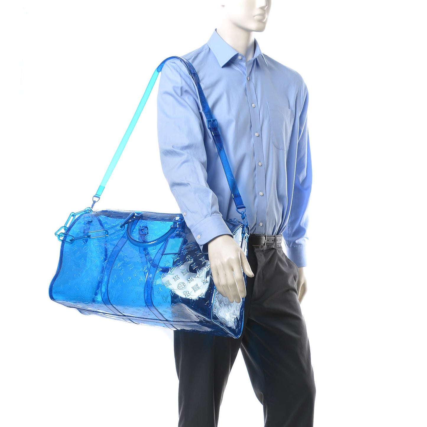 PVC Monogram Keepall Bandouliere 50 Blue