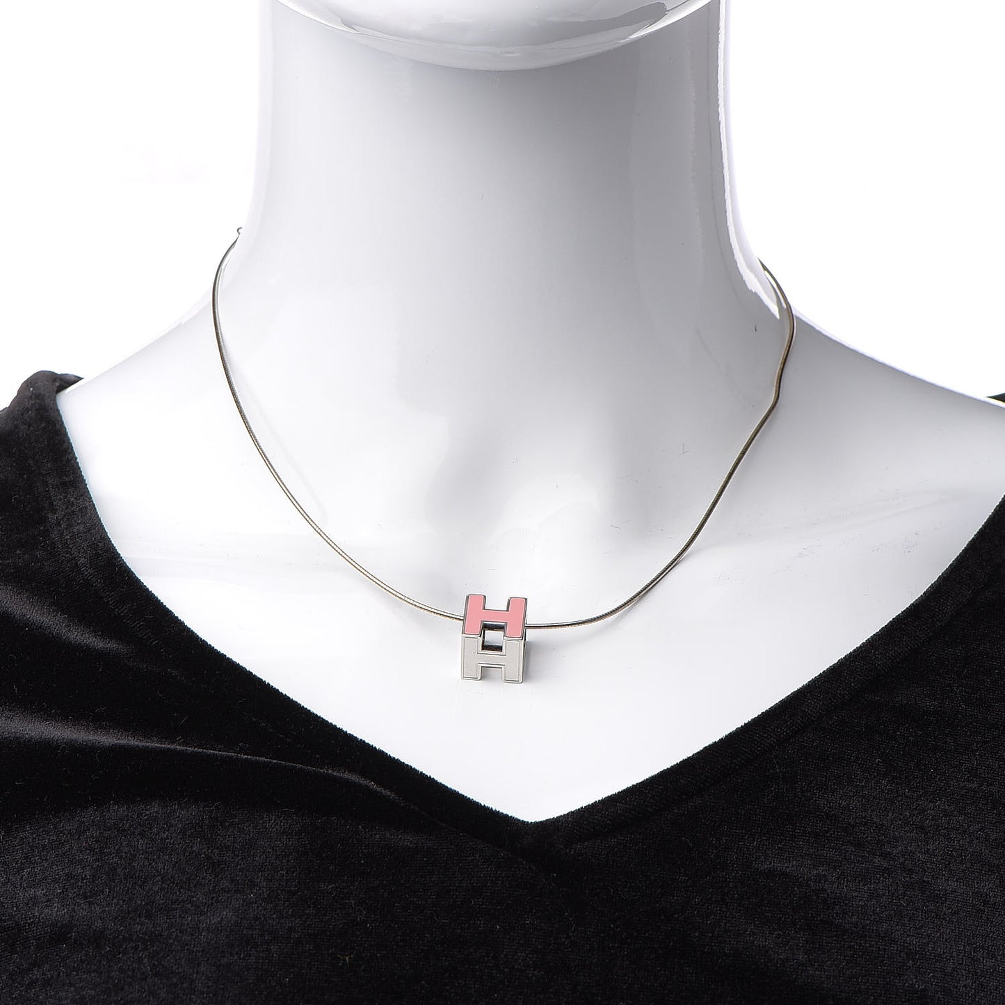Lacquered Cage d'H Pendant Necklace Rose