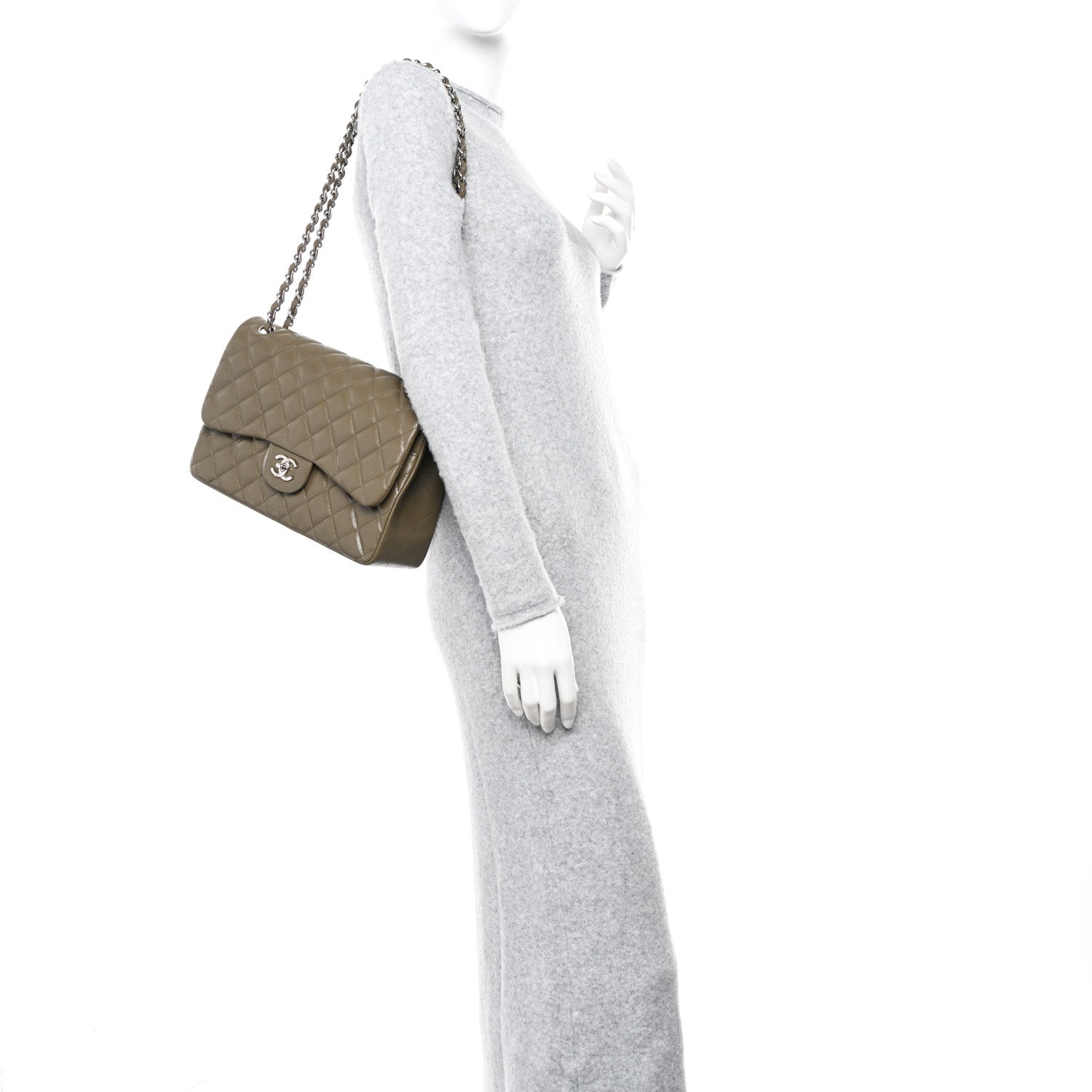 Chanel Caviar Quilted Jumbo Double Flap Taupe 2 of 16