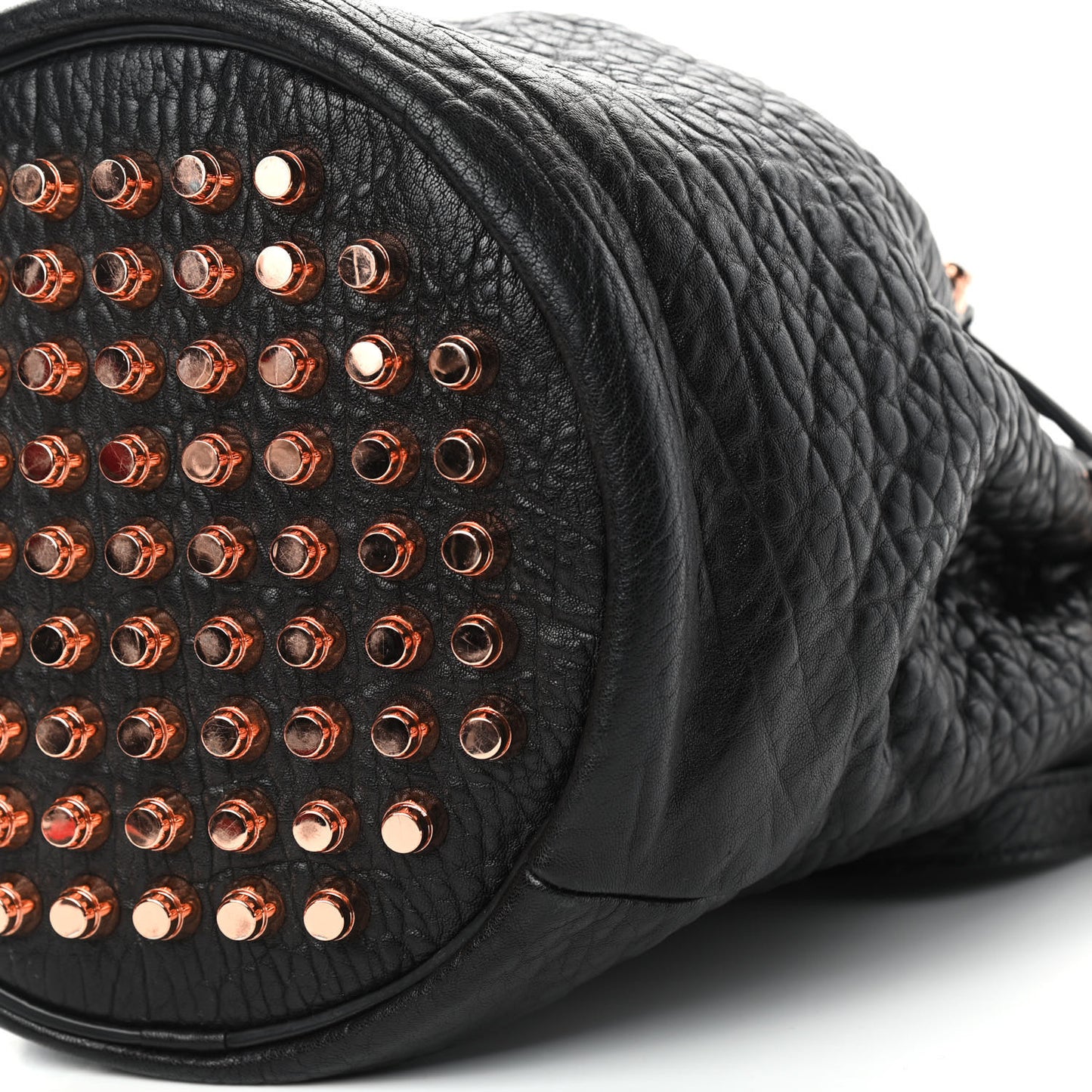 Pebbled Lambskin Diego Bucket Black Rose Gold Hardware