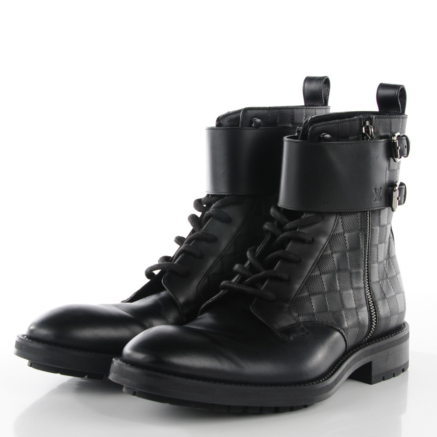 Louis Vuitton Calfskin Damier Clash Ankle Boots 7 Black 4 of 10