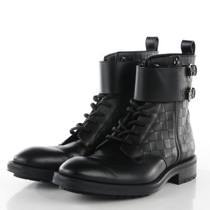 Louis Vuitton Calfskin Damier Clash Ankle Boots 7 Black 4 of 10