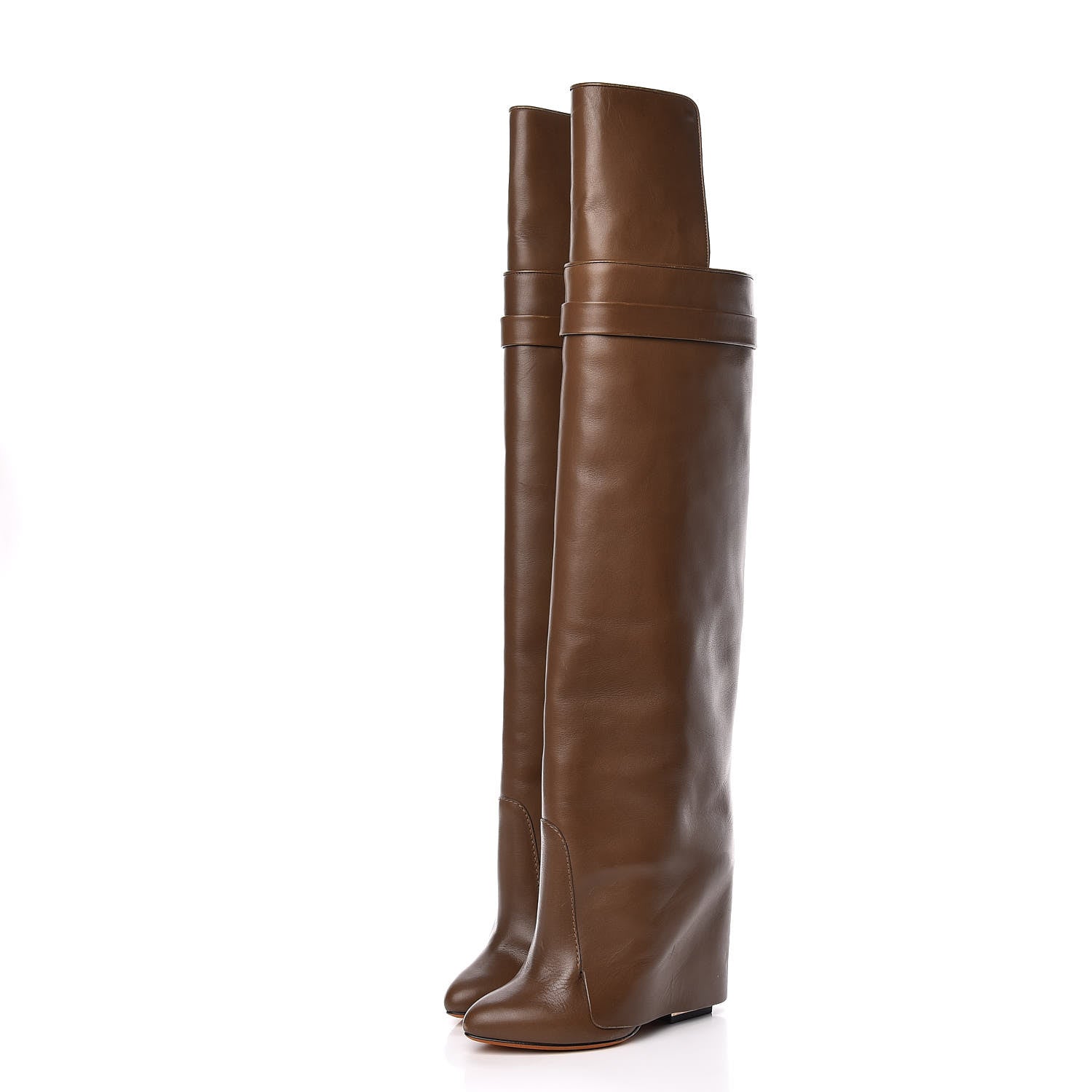 Givenchy Calfskin Shark Look Over The Knee Boots 37 Kaky 2 of 18