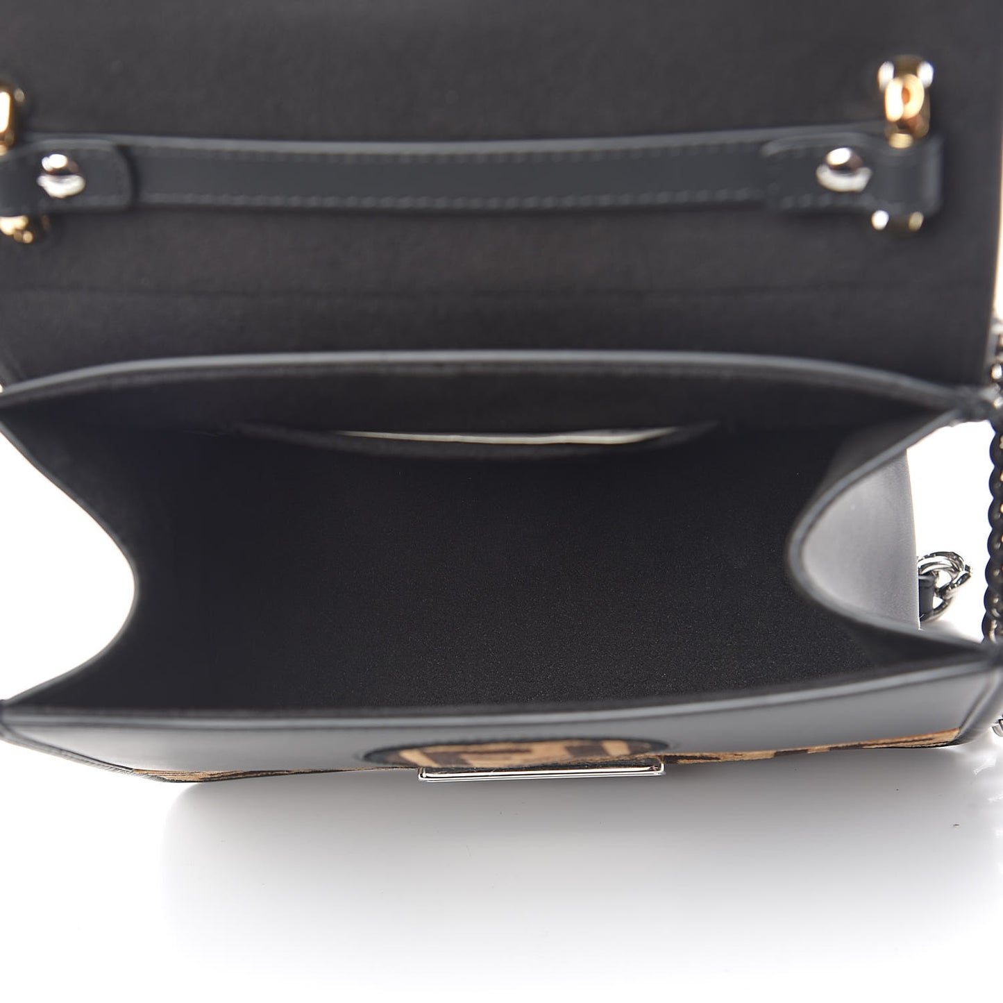 Vitello Century Velvet F is Fendi FF Small Kan I Shoulder Bag Black Tobacco