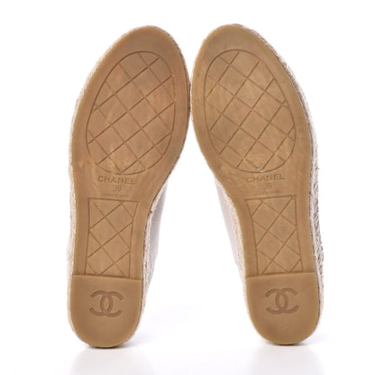 Chanel Grained Calfskin CC Espadrilles 39 Beige Black 7 of 14