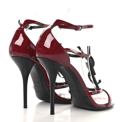Saint Laurent Patent Calfskin Cassandra 100 Sandals 37.5 Red Laquer 5 of 9