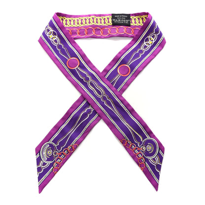Hermes Silk Maillons Twilly Fuchsia Violet Jaune 1 of 3