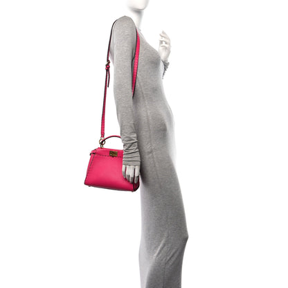 Fendi Cuoio Romano Selleria Mini Peekaboo Iconic Satchel Fuxia 2 of 9