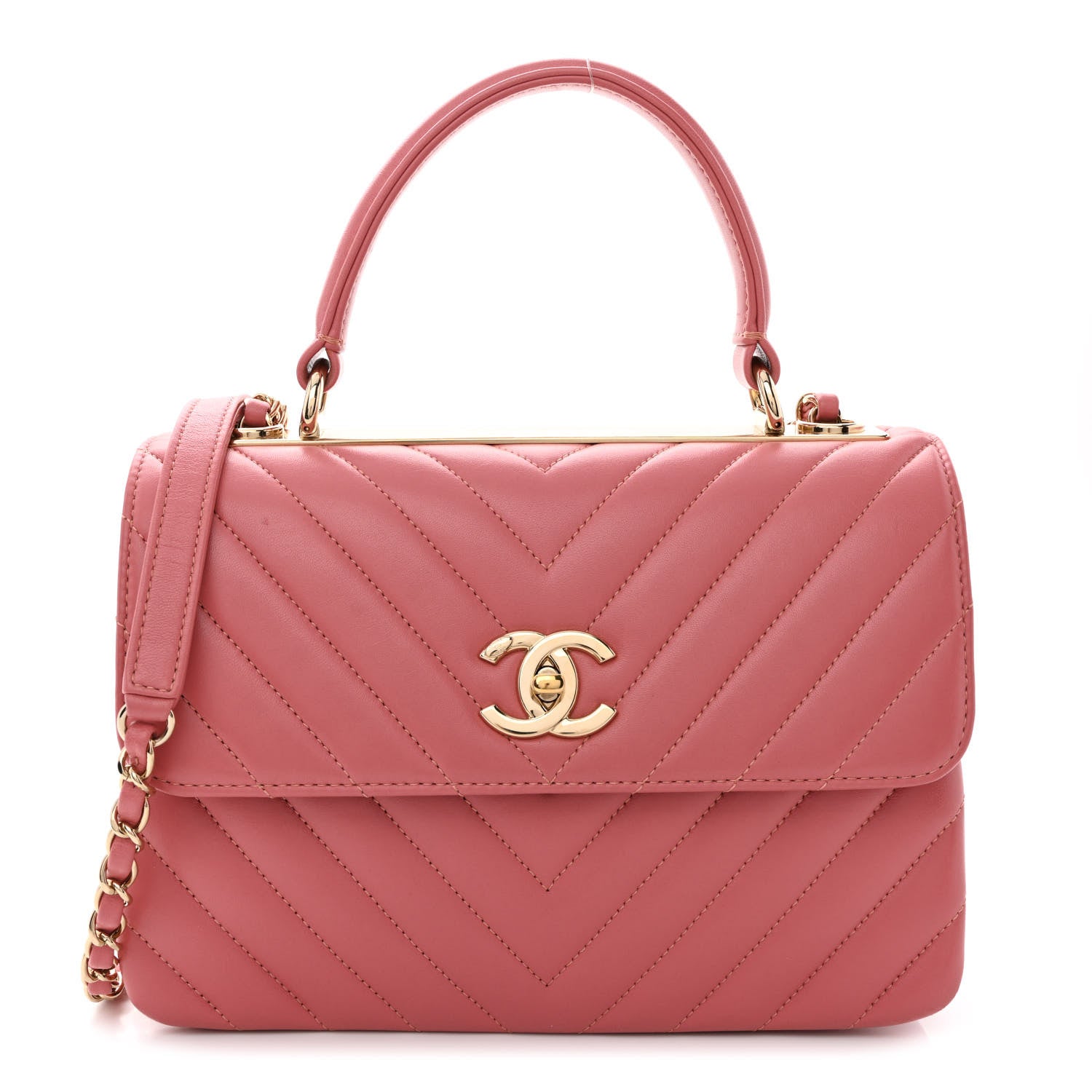 Chanel Lambskin Chevron Quilted Small Trendy CC Dual Handle Flap Bag Rosewood 1 of 10