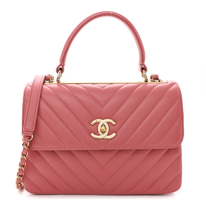 Chanel Lambskin Chevron Quilted Small Trendy CC Dual Handle Flap Bag Rosewood 1 of 10
