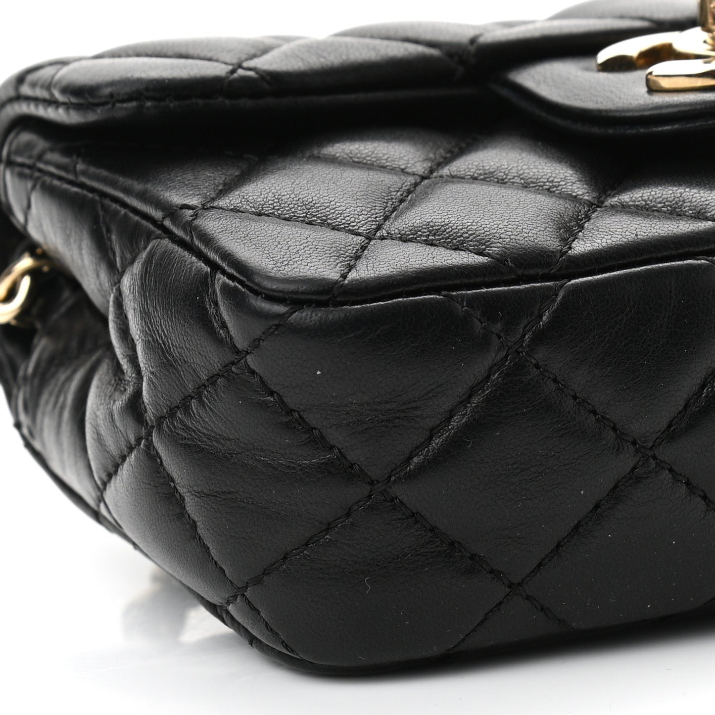 Lambskin Quilted Extra Mini Flap Black
