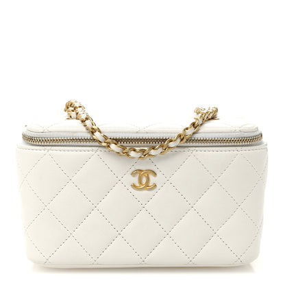 Chanel Lambskin Quilted Pearl Crush Small Vanity Case With Chain White 1 of 11