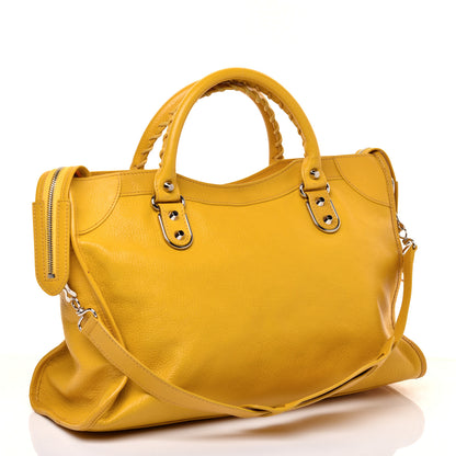 Balenciaga Chevre Silver Metallic Edge Hardware City Jaune Epi 3 of 10