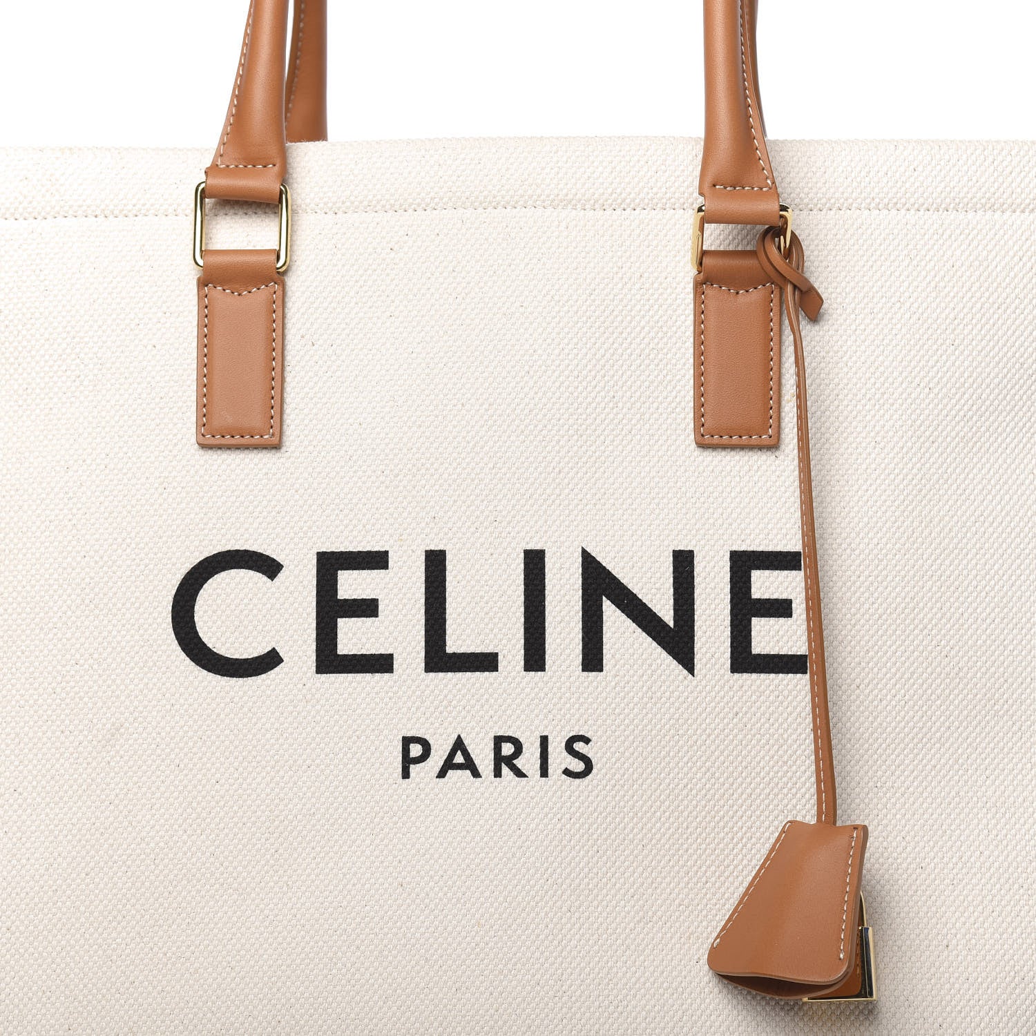 Celine Canvas Calfskin Horizontal Cabas Natural Tan 6 of 14