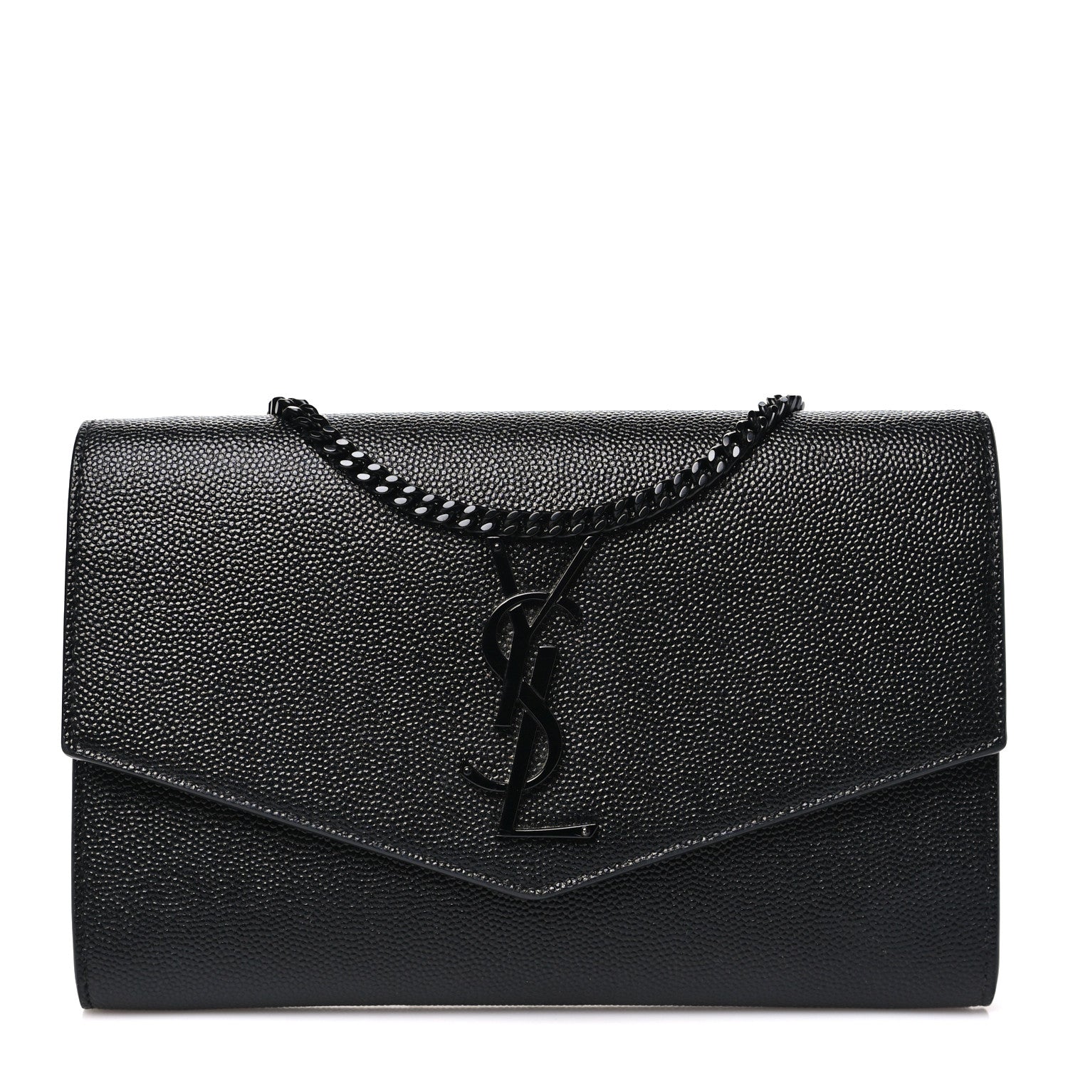 Saint Laurent Grain de Poudre Uptown Chain Wallet Black 1 of 10