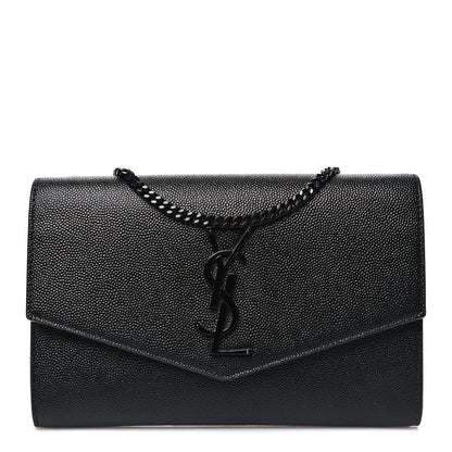 Saint Laurent Grain de Poudre Uptown Chain Wallet Black 1 of 10
