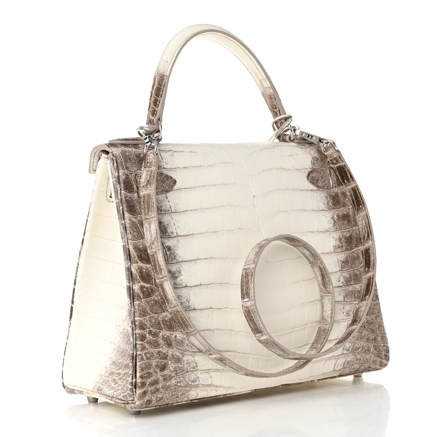Hermes Matte Niloticus Crocodile Himalaya Kelly Retourne 28 White 3 of 12