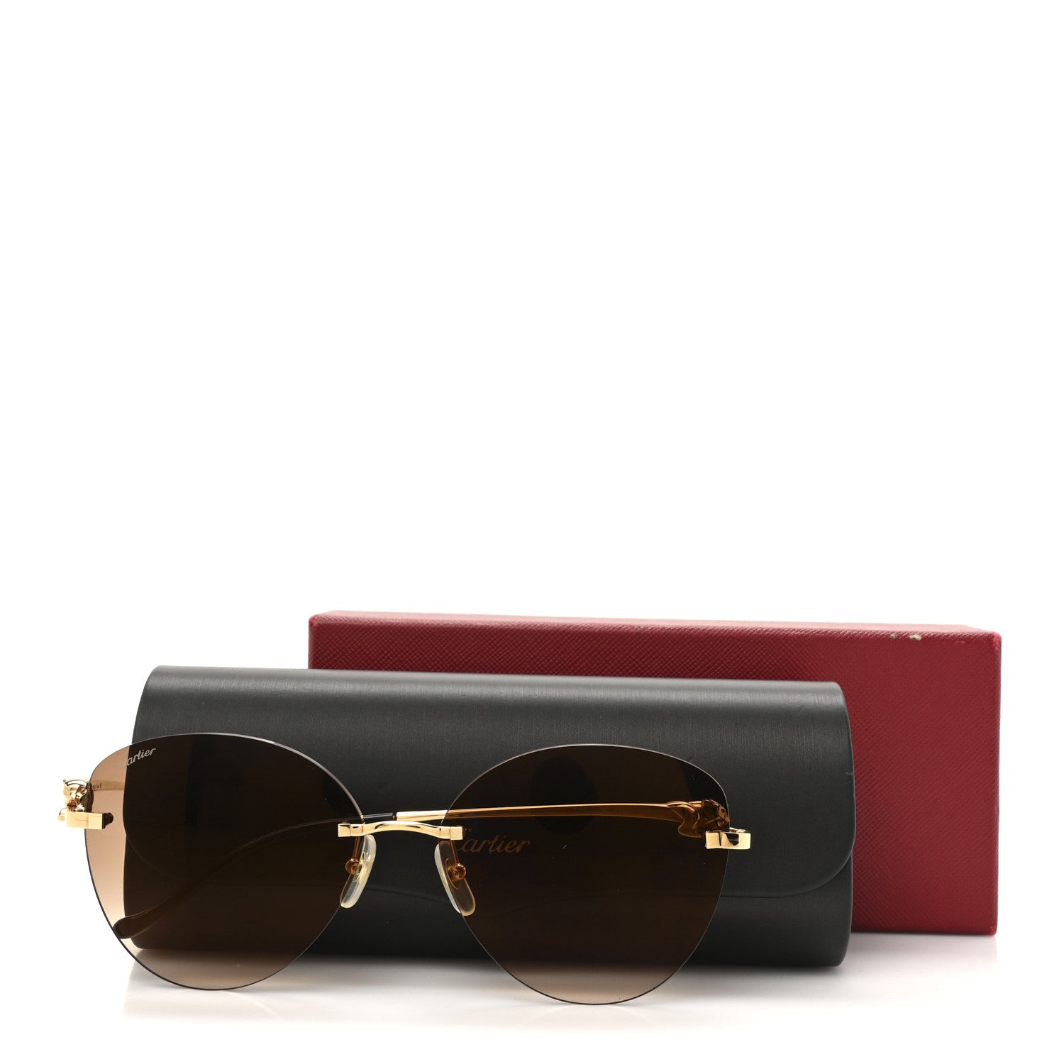 Cartier Panthere De Cartier Rimless Sunglasses CT0269S Brown 8 of 8