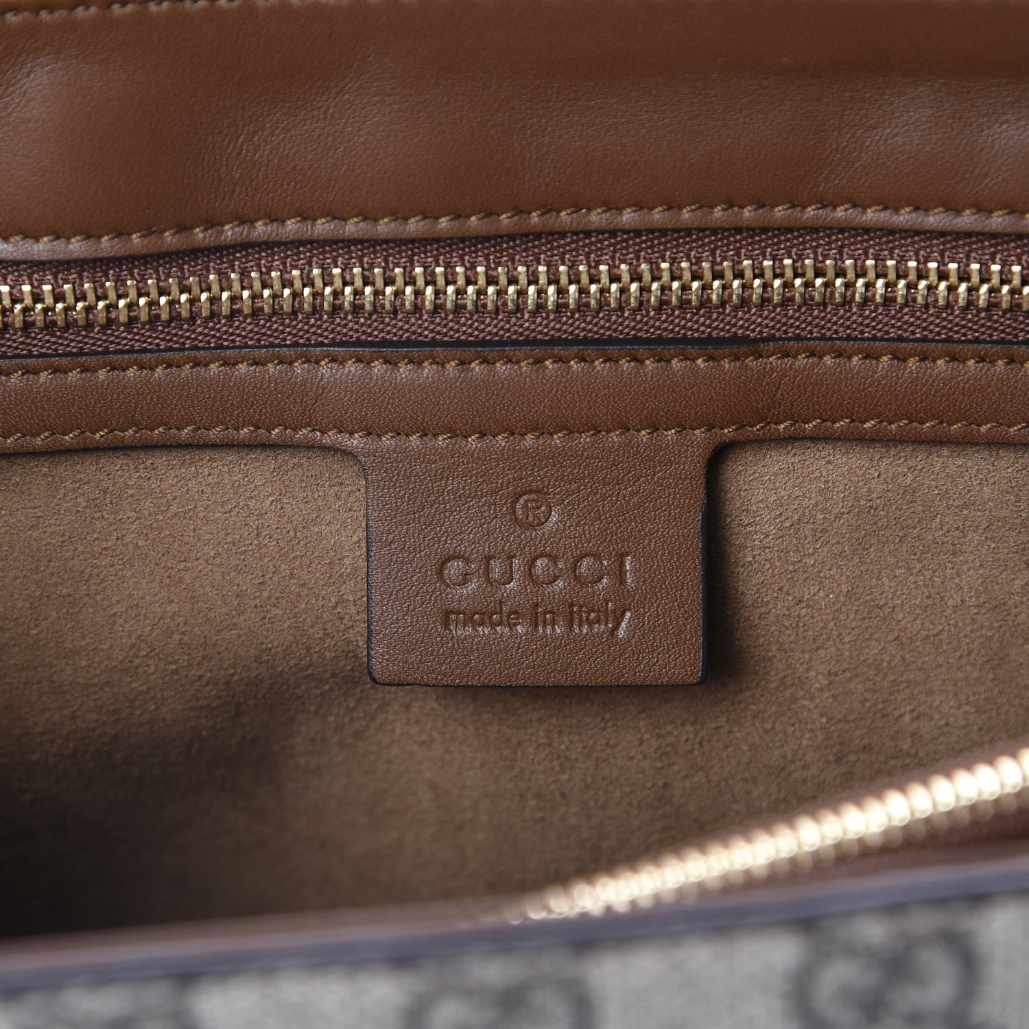 Gucci GG Supreme Monogram Calfskin Padlock Slip Pocket Shoulder Bag Beige Cuir 7 of 9
