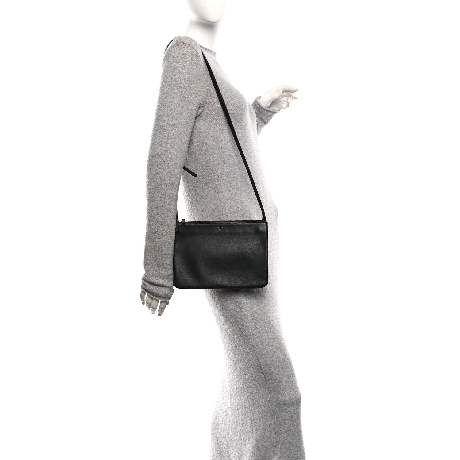 Celine Lambskin Small Trio Crossbody Bag Black 2 of 9
