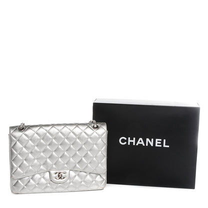 Chanel Metallic Lambskin Quilted Maxi Single Flap Silver 9 of 9