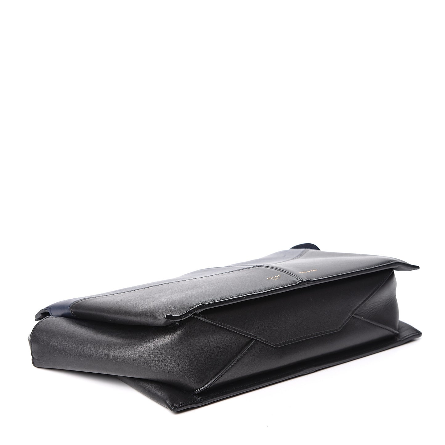 Supple Natural Calfskin Tri-Fold Clutch Black Blue