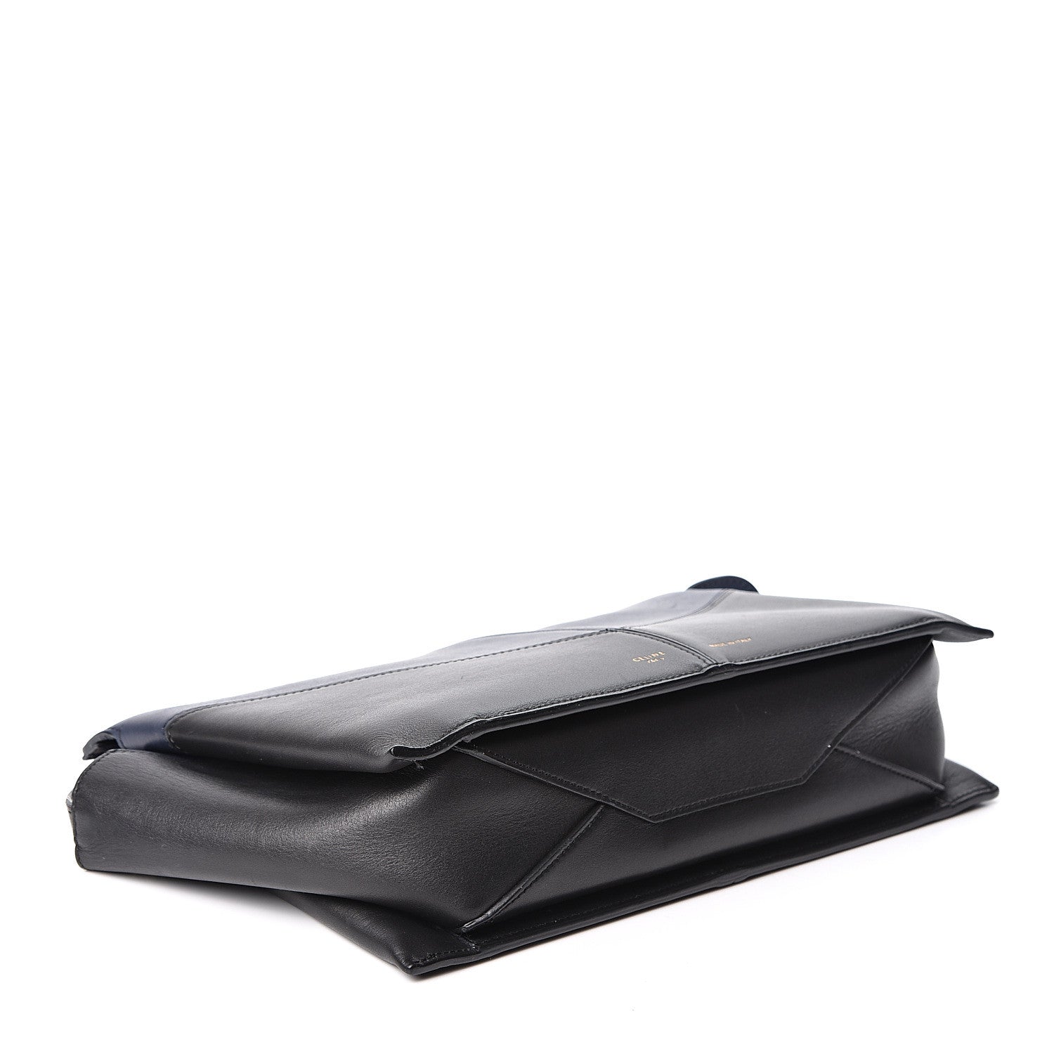 Celine Supple Natural Calfskin Tri-Fold Clutch Black Blue 3 of 8