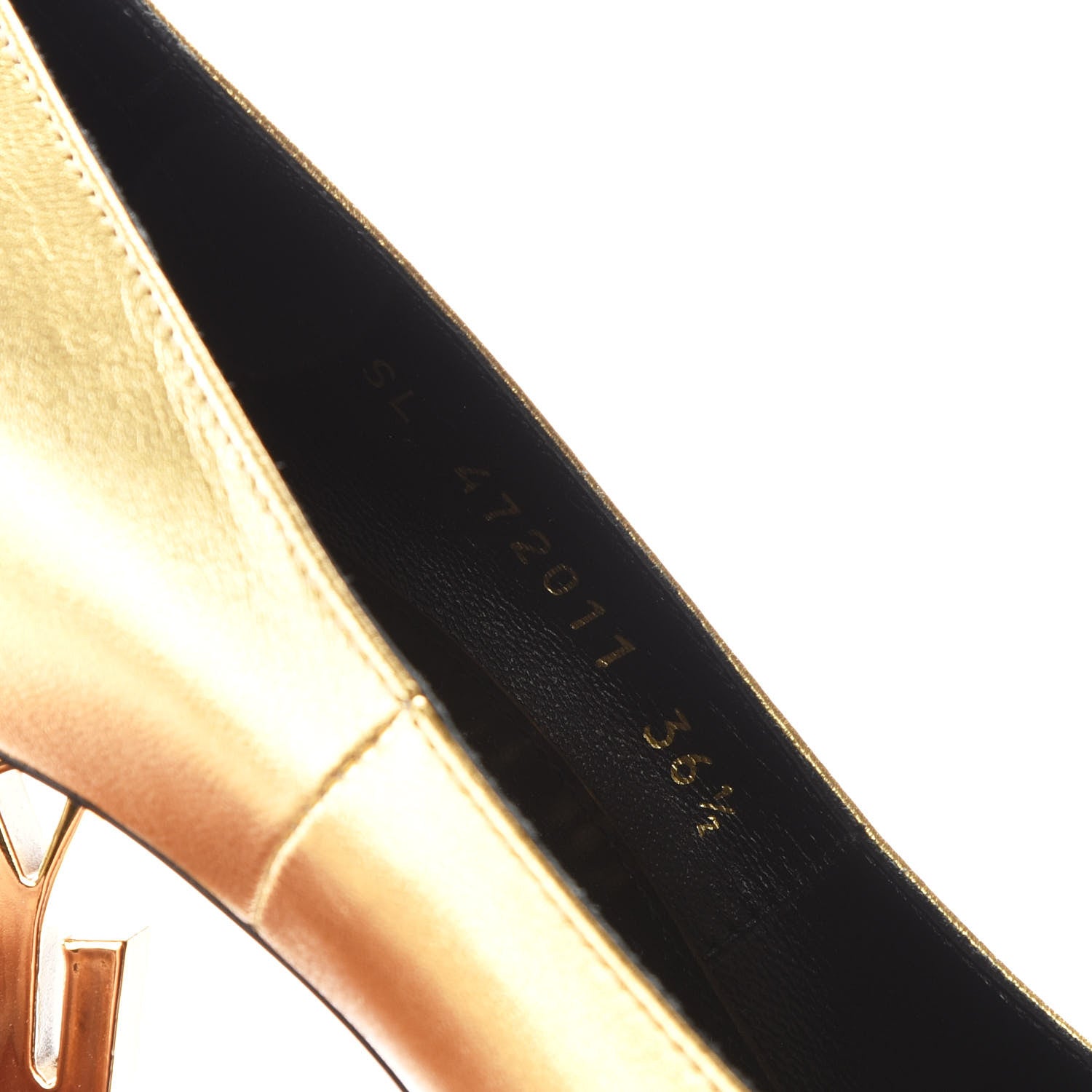 Saint Laurent Calfskin Opyum 100 Pumps 36.5 Gold 8 of 10