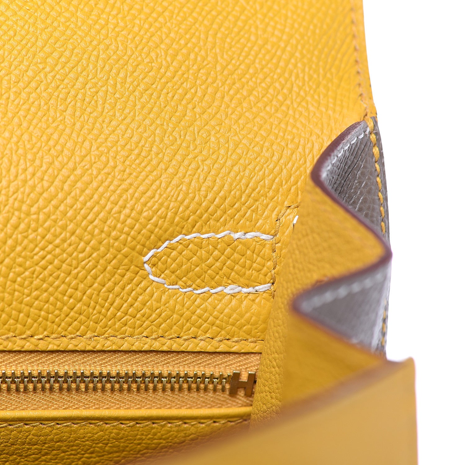 Hermes Epsom Horseshoe Kelly Sellier 25 Jaune Ambre Etoupe 17 of 34
