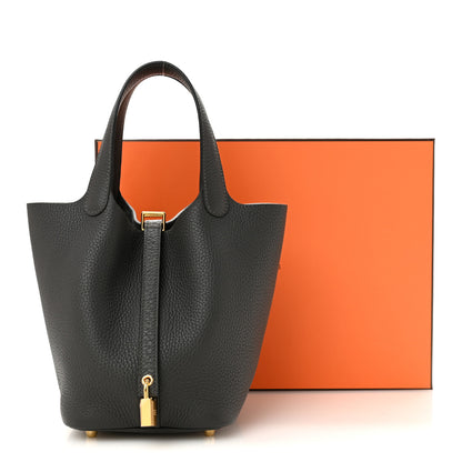 Hermes Taurillon Clemence Picotin Lock 18 PM Gris Misty 11 of 11