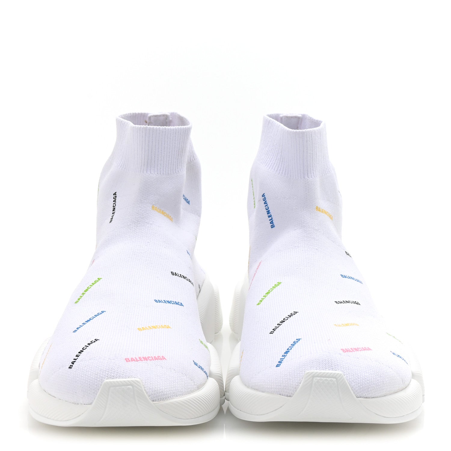 Balenciaga Technical 3D Recycled Knit Allover Logo Womens Speed 2.0 Sneakers 41 White Multicolor 2 of 10