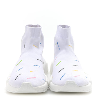 Balenciaga Technical 3D Recycled Knit Allover Logo Womens Speed 2.0 Sneakers 41 White Multicolor 2 of 10
