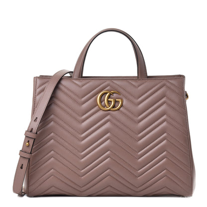 Gucci Calfskin Matelasse Medium GG Marmont Tote Porcelain Rose 1 of 4