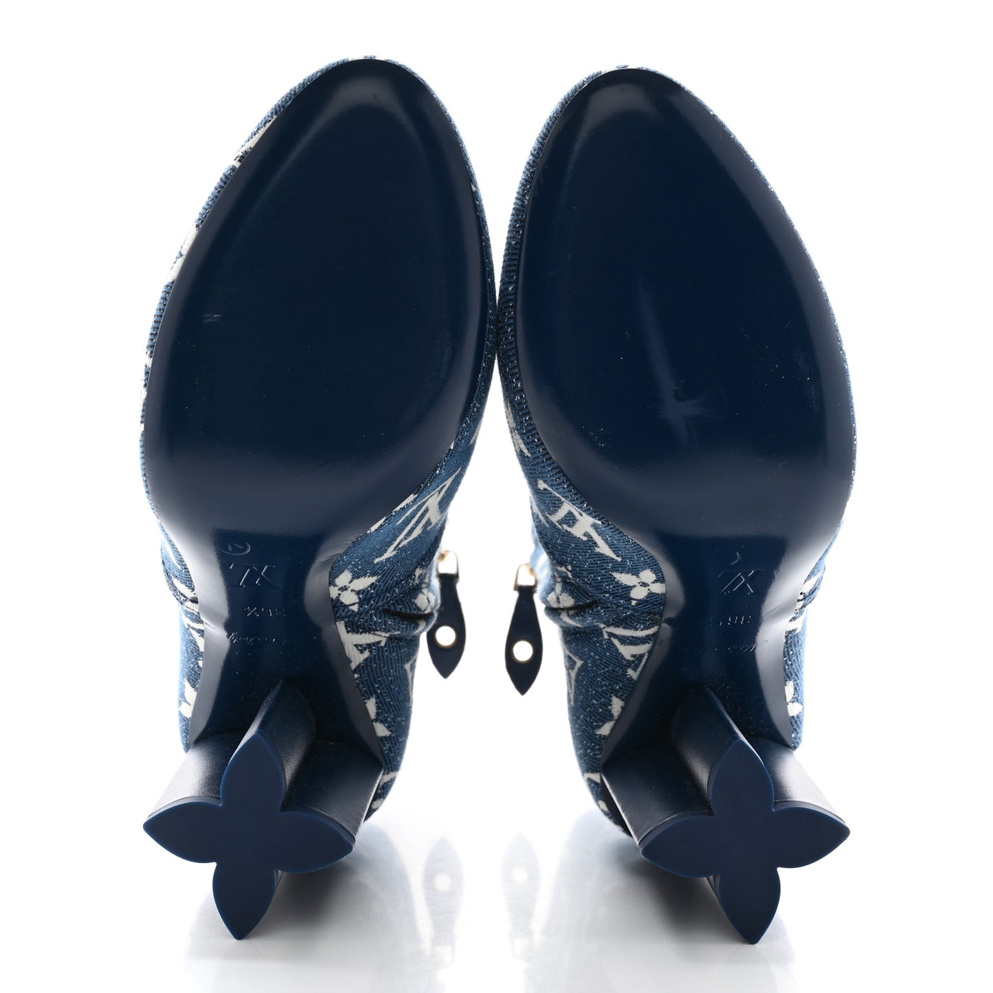 Denim Monogram Silhouette Ankle Boots 36.5 Navy Blue