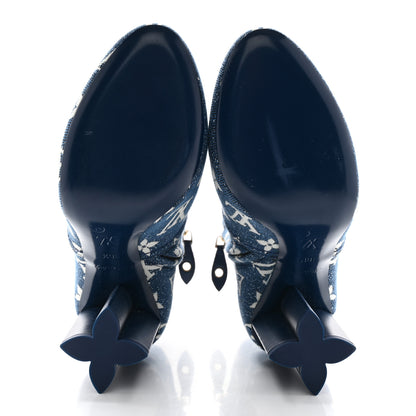 Louis Vuitton Denim Monogram Silhouette Ankle Boots 36.5 Navy Blue 5 of 8